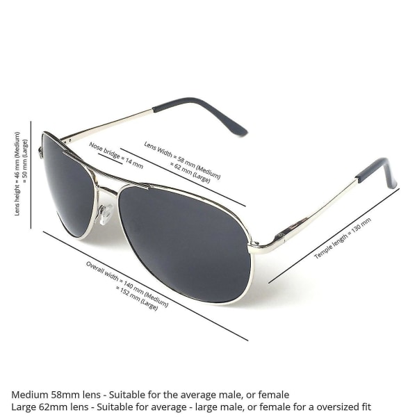 Premium Military Style Klassiske Aviator Solbriller, Polariseret, 100% UV-beskyttelse Sort
