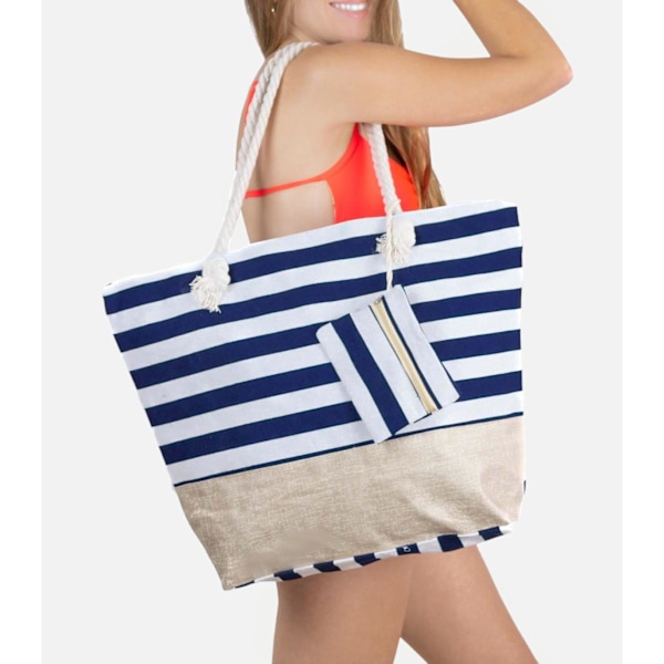 Striped printed beach tote bag, the summer bag Le Côté Chic