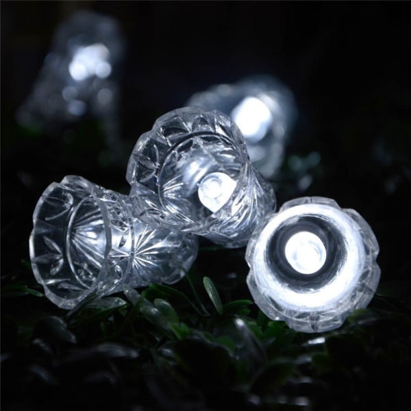 Solcellsdrivna Utomhusklockstränglampor, 20LED Solcellsdrivna Klocksträng Vattentäta Lampor, 8 Lägen 5M/17Ft Utomhus Solcellsdrivna Stränglampor för Trädgård, Patio Yard