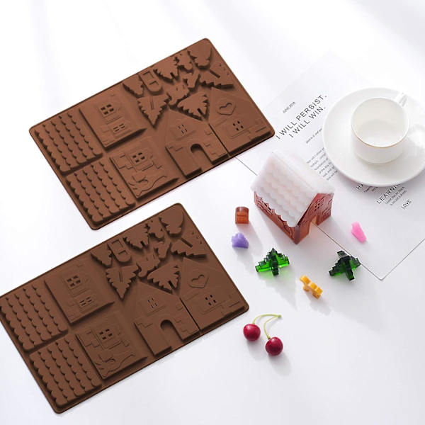 Julpepparkakshus Bakplåt, Silikonformar För Dessert, Choklad, Godis, Kakor (2 Stycken)