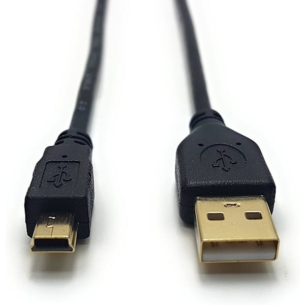 Maincore 15cm Lang Gullbelagt USB til Mini USB Kabel for Bil GPS (Sat Nav), Digitalkameraer, MP3-spillere, Stemmeopptakere, Musikk
