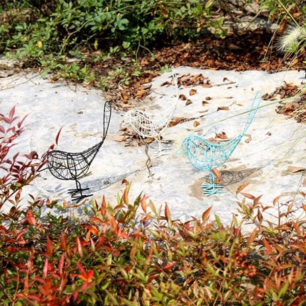Fuglefigurer av metall Jerntråd Fuglestatue Fugleskulptur Samlebordspynt til hjemmehagedekorasjon Svart