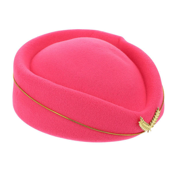 Dame Stewardess Hat Filt Flyvertinne Lue Kostyme Luftvertinne For Cosplay Cosplay Band Musikalsk fremføring (rosa str. M)