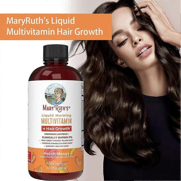 MaryRuth's Flytande Morgon Multivitamin + Hårväxt Hår Biotin Droppar - 450 ml