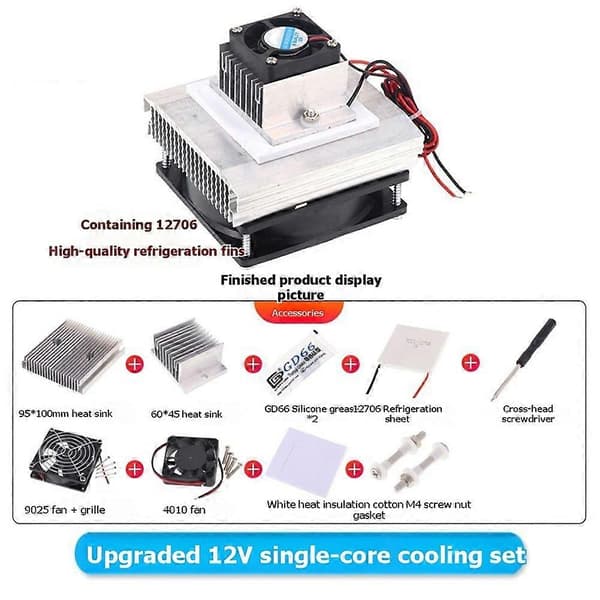 Termoelektrisk kølesystem halvleder køler ledningsmodul+radiator+køleventilator+TEC1-12706