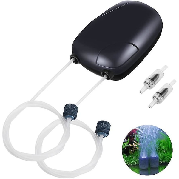 Akvarieluftpumpe, Ultra Stille Akvarieluftpumpe, Akvarium Oxygenpumpe, Akvarium Oxygenpumpe Med Luftslange, Med Luftslange, Luftsten Og Kontrolventil, Til