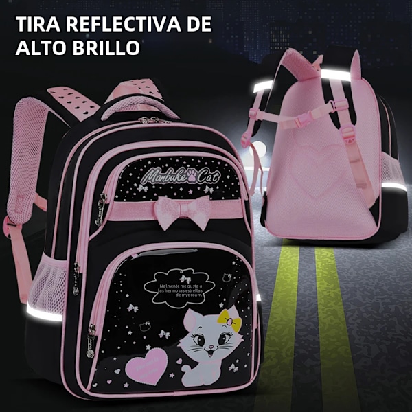 Barns skulderbagg, barneskoleelever, skolesekk, jenter, 1, 2, 3, fire, fem, seks klasser, 6-12 år gammel Pink Large 33X16X47CM 1377