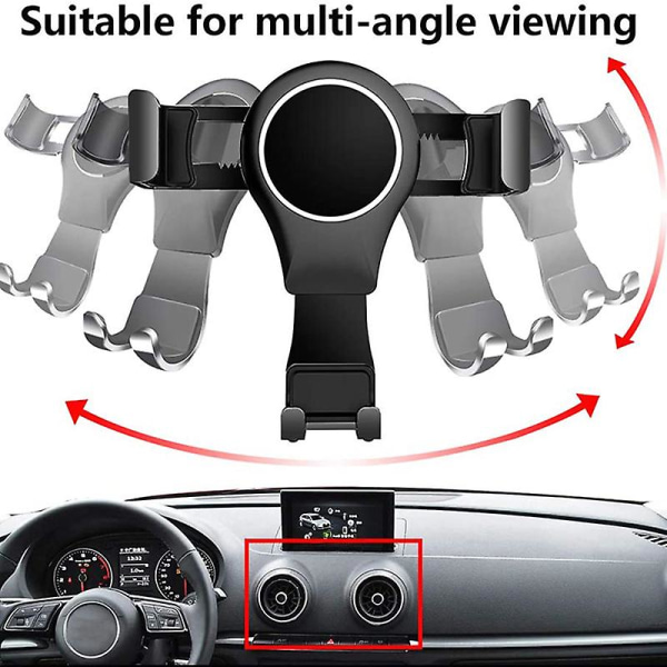 For- A3 8v S3 2014-2019 Mobiltelefonholder Mobilbrakett Bilmontering Tilbehør Svart