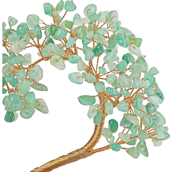 Naturlig grön aventurin Healing Kristaller Hjärta Pengar Träd Reiki Ädelstenar Kvarts Bonsai Träd Feng Shui Ornament Handgjord dekoration för skrivbord, bord