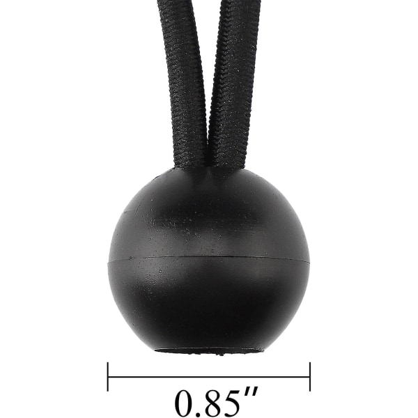 4 tums svarta bungee-snören med boll, presenningssnöre, 10 st