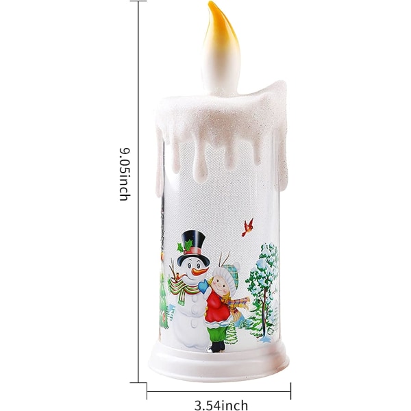Flammeløse stearinlys, julelys Varme hvide Flammeløse stearinlys med snemand julemandsmønster Batteridrevet julenatlys til fest Chri