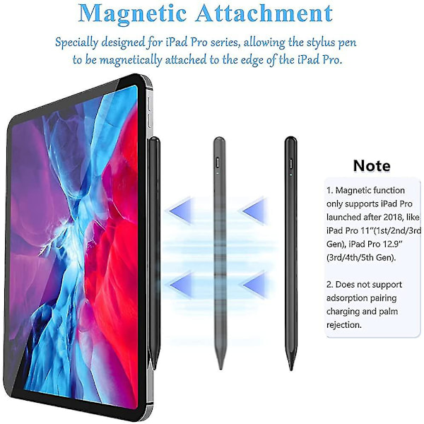 Stylus Pen til iPad Magnetisk, Drymokini Android Touch Screen Tablet Pen Med Spids Handske, Aktiv Stylus Digital Penne Til iPad Blyant