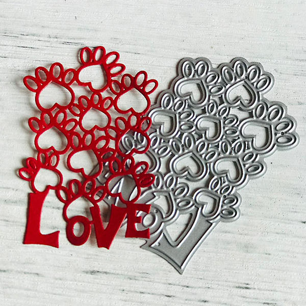 Kærlighedshund Pote Metal Skæreforme Stencil Scrapbooking DIY Album Stempel Papir Kort