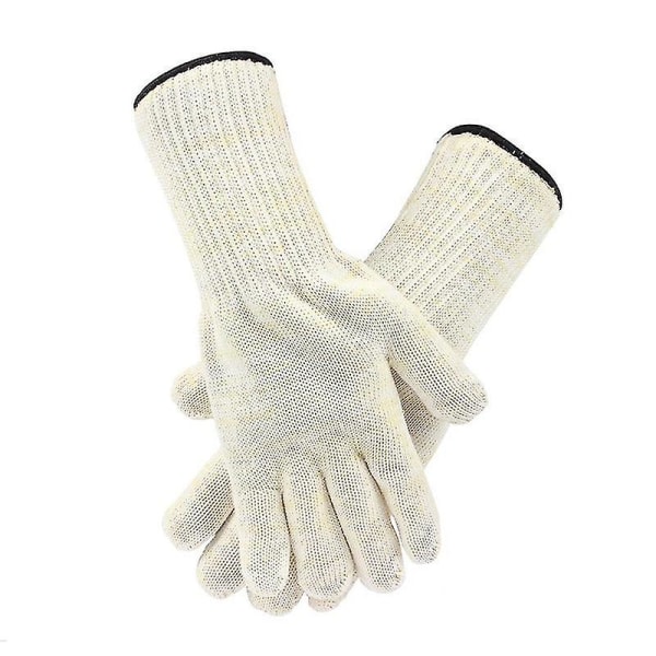 1 Pair Of Grill Gloves, White, Heat Resistant Gloves Universal Size Grill, Oven Gloves 38 Cm, Can Withstand Up To 350 C Oven Glove