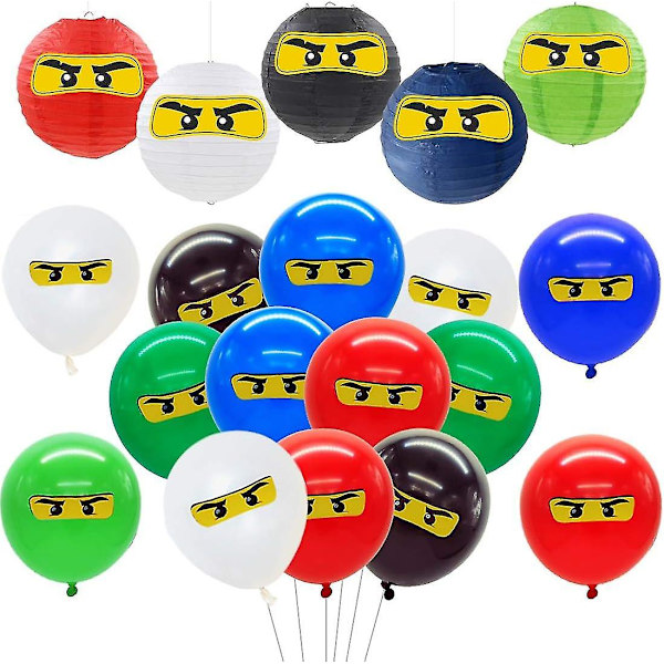 Ninja-koristeet: Ilmapallot, Tarrat, Paperilyhdyt Syntymäpäiville Ja Soturiteemaiselle Juhlalle