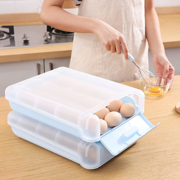 Jääkaapin munasäilytyslaatikko, Pinottava keittiö Jääkaappimunasäiliö kannella, Automaattinen kääritty muna 18-21 munalle, Keittiön organizer (bl