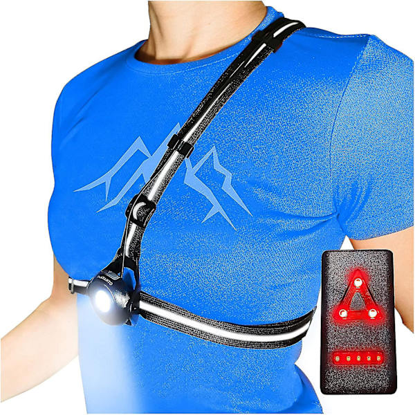 Bröstlampa för Löpare och Joggare med Justerbar Stråle och Reflektor, USB-Laddad LED-Cykellampa