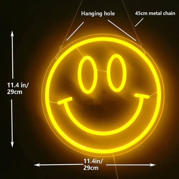 Smiley Face Neon Skylt Dimbar Smiley Face Led Skylt Smile Neon Skylt För Väggdekor Smiley Face Dekor För Sovrum Barnrum Smiley