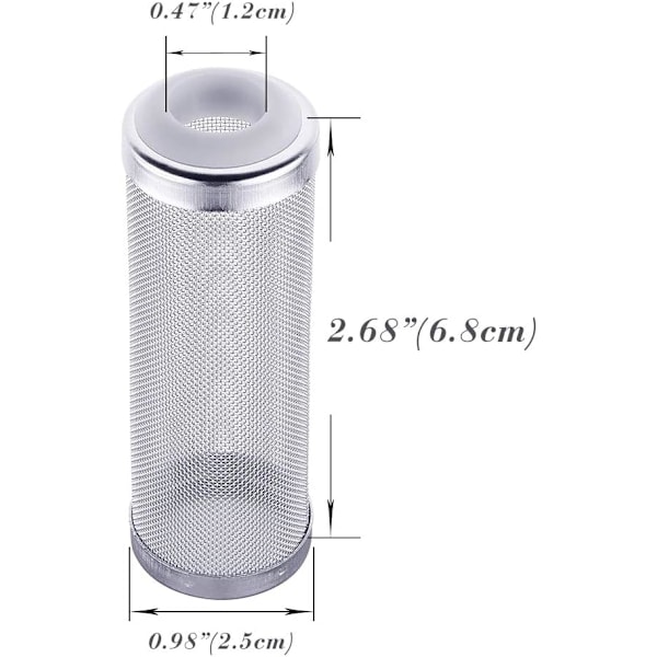 Rustfrit Stål Akvarium Flow Fish Filter Beskyttelsesnet Rejesikker Indløb Indstrømning Beskyttelse Kurv Mesh Media 12mm, 2 stk