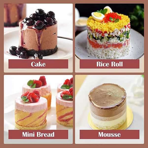 10 stycken rostfria mousse-ringar Runda kakformar för kakor Köksbakverktyg för tårtor
