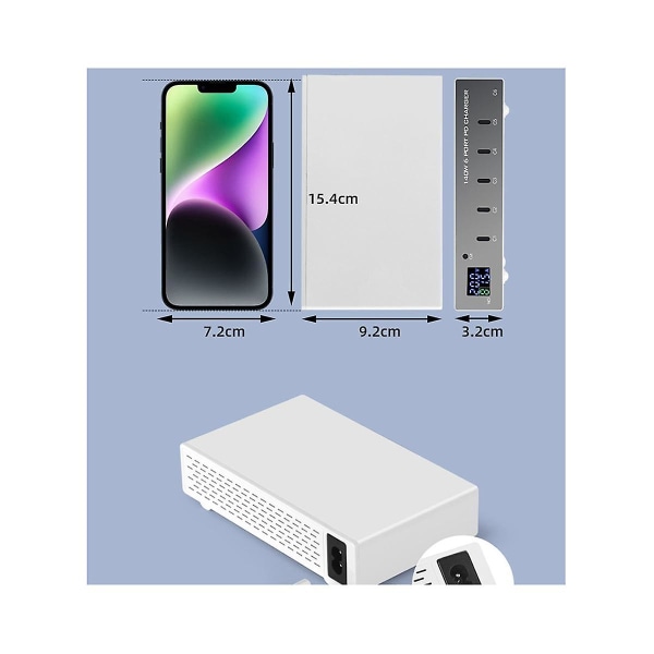 140W 6-i-1 PD-lader Hurtig lading 3.0 USB-C Rask ladestasjon Lading for bærbar PC Type C 30W E