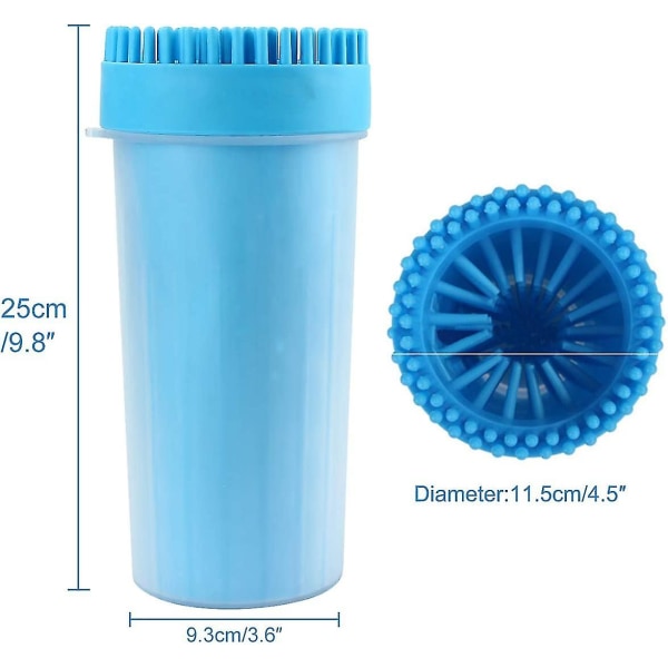 Dog Paw Cleaner Pet Foot Scrubber With Soft Silicone Brushes Portable Foot Cleaning Cup(blue-l)