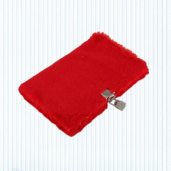 Plush-päiväkirja lukolla ja avaimella, A5-kokoinen viivotin, kovakantinen suunnittelija, organisaattori, muistikirja, lukittava päiväkirja, kirjoitusmuistikirja, lahja lapsille, tytöille, pojille (punainen)