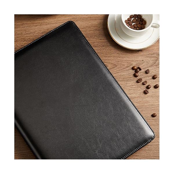 Portfölj med mapp för CV och A4-storlek Urklipp Svart Läder Padfolio för Män Kvinnor Business Portfo