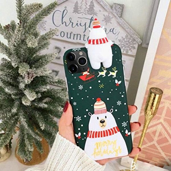 Julskal för iPhone 11 Pro Max, God Jul Mjuk Silikon TPU 3D Söt Snögubbe Tomte/Älg Mönster Vacker Söt Premium Flexibel Skyddande Skal
