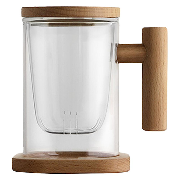 Glas Teekopp Med Infuser Och Lock