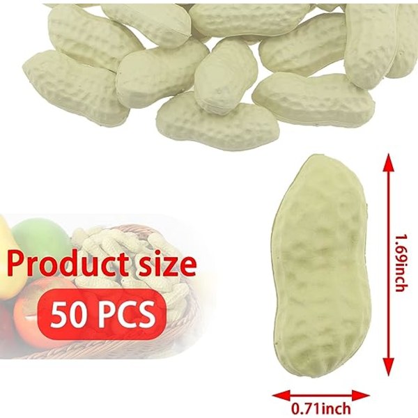 Muoviset keinotekoiset maapähkinät; Bionic Simulation Maapähkinät; Fake Peanut Photography Pros; Keinotekoiset vihannekset kodin keittiön sisustukseen (50 kpl)