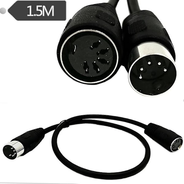 5-pin Din han til hun Midiat adapterkabel til Midi keyboard 1,5m