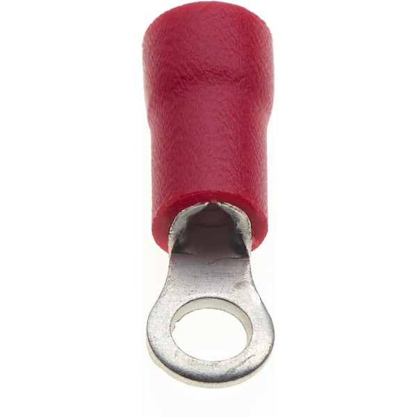 Ring Crimp Terminal - Pakke med 100, Rød, 3,2mm, 25a, 22-16 Awg - Krympemuffer, Fortinnede Kobberforbindelser, Isolerede R