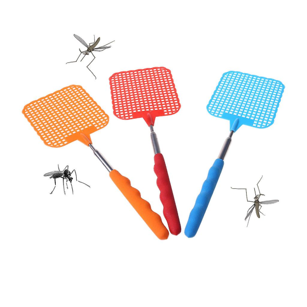 3-pack utdragbar flugsmälla för fjäril Förhindra mygg Insektsbekämpning Skadedjursbekämpning med långt handtag för inomhus utomhus