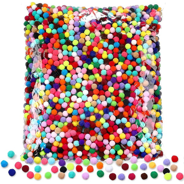 4000 st 1 Cm Diverse Pom Poms Flerfärgade Craft Pompoms, Mini Pom Poms Bollar Bulk Fuzzy Puff Balls För Gör-det-själv Art Hantverk Smycken Mak