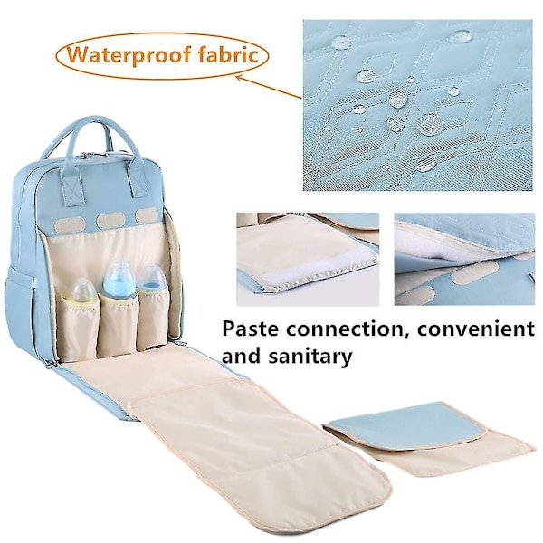Multifunksjonell Fashion Mummy Bag Ryggsekk Stor Kapasitet Maternity Og Baby Bag Vanntett Maternity Bag Sky Blue