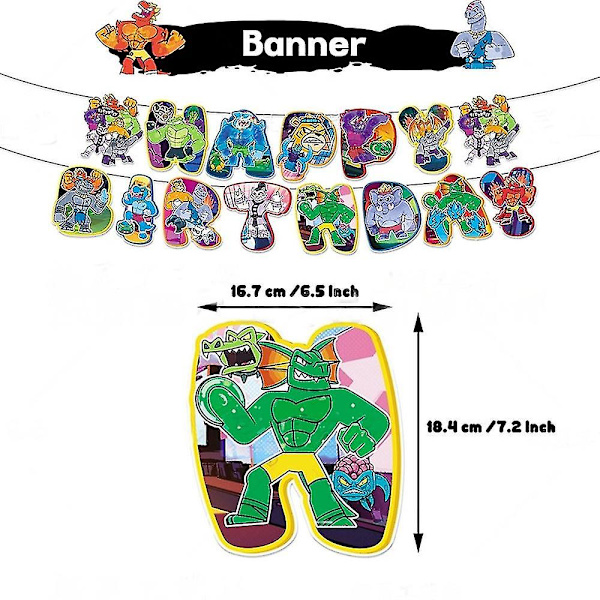 Goo Jit Zu Heroes Tema Födelsedagsfest Dekoration Kit Inkl. Banner Tårta Cupcake Topper Ballonger Set