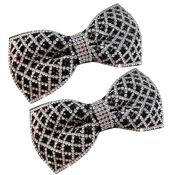 2 Pak Sort eller Sølv Glitter Sequins Buespændeklips Hårklips til Piger Cheer, Dans Recital, Fødselsdagsskjorte, Temafest Festivaler (Sort)