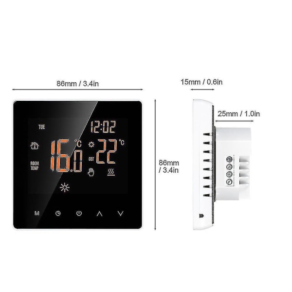 Smart Termostat Digital Temperaturregulator Tuya App Kontroll LCD Display Berøringsskjerm Ukentlig Programmerbar Elektrisk Gulvvarme Termostat For (størrelse
