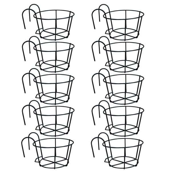 10 stk Balkong Blomsterstativ Hengende Jern Tråd Stativ Blomsterpotteholder Plante Stativ