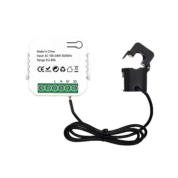 Tuya Smart Life Wifi Energimätare 80a Med Strömtransformatorklämma Kwh Strömmonitor El