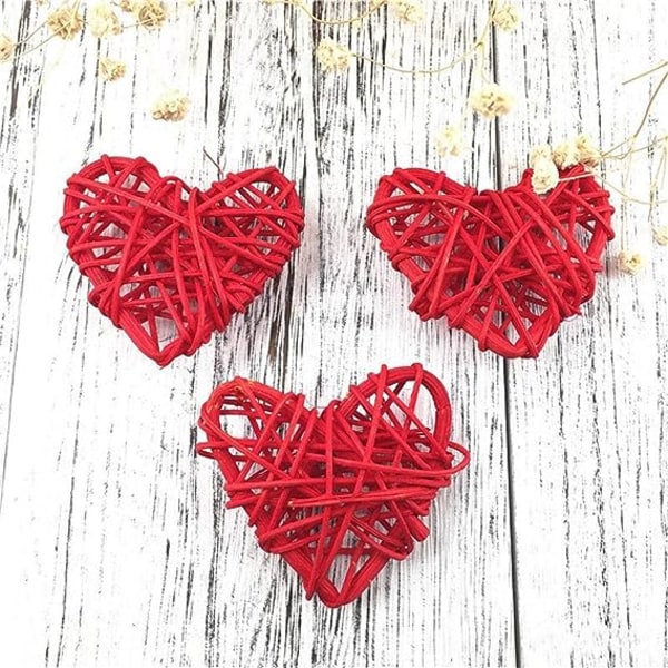Naturlige Vikkel rattan hjerteformede bolde DIY håndværk vase fyld hængende bolde ornamenter til bryllup babyshower fødselsdag Valentinsdag fest dekoration