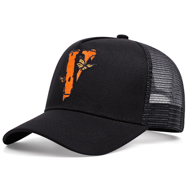 Broderad fjäril V basebollkeps utomhus sportevenemang toppad keps sommar solskydd andningsbar mesh keps