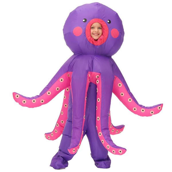 Lila bläckfisk Uppblåsbara barnkläder Halloween Purim Festival Cosplay Marint djur Stående Uppblåsbar kostym