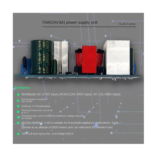 24V 3A Kytkentävirtalähdelevy 70W Eristetty Virtalähtemoduuli AC-DC Sisäänrakennettu Moduuli 110V/220V - 24V