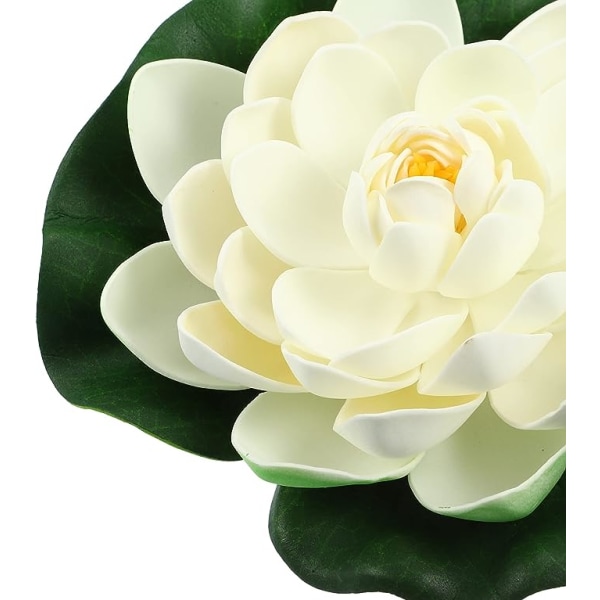 6 stk kunstig flydende lotusblomst, kunstig lotusblomst til havedamme pooldekoration, hvid, 7"
