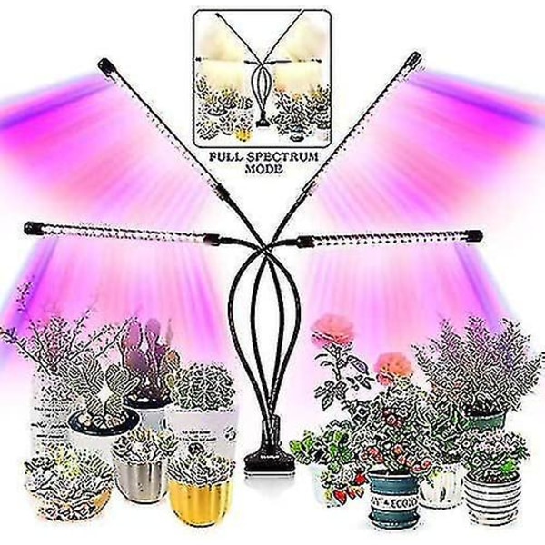 Växtlampa för inomhusväxter - Uppgraderad version 80 LED-lampor med fullspektrum och rött blått spektrum, 3/9/12h timer, 10 dimbara nivåer