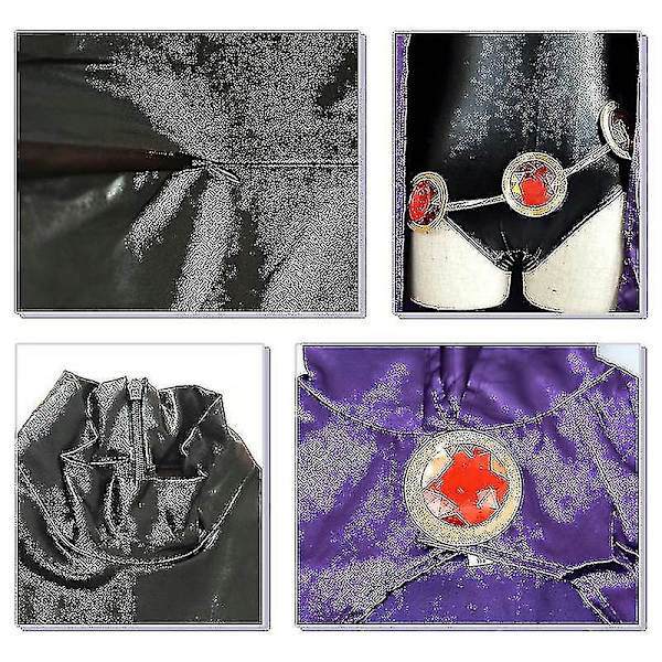 Teen Titans Raven Cosplay Costume Superheltkappe Jumpsuits Zentai Halloween Tighte Klær + Kapp + Midje Smykker Chain-h