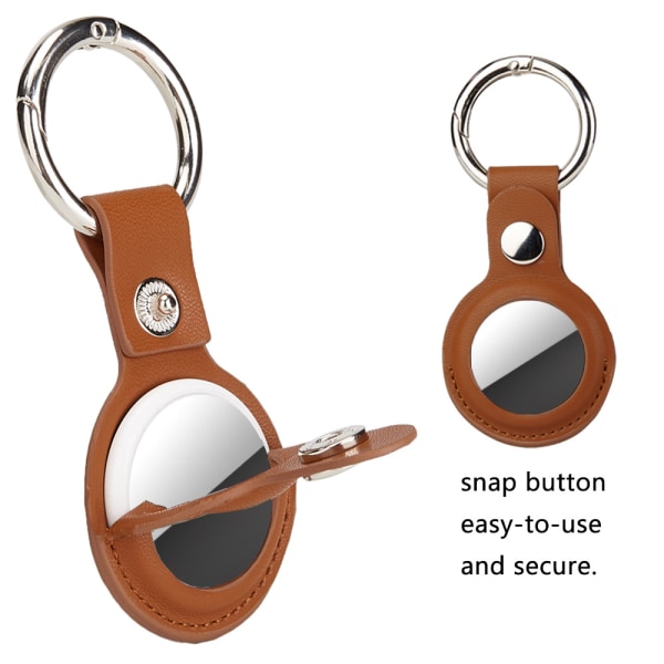 Case AirTag avaimenperärenkaalla, suojaava nahkapidikkeen cover avaimenperällä. Yhteensopiva Apple New Air Tag 2021:n kanssa lemmikeille, avaimille, matkalaukuille