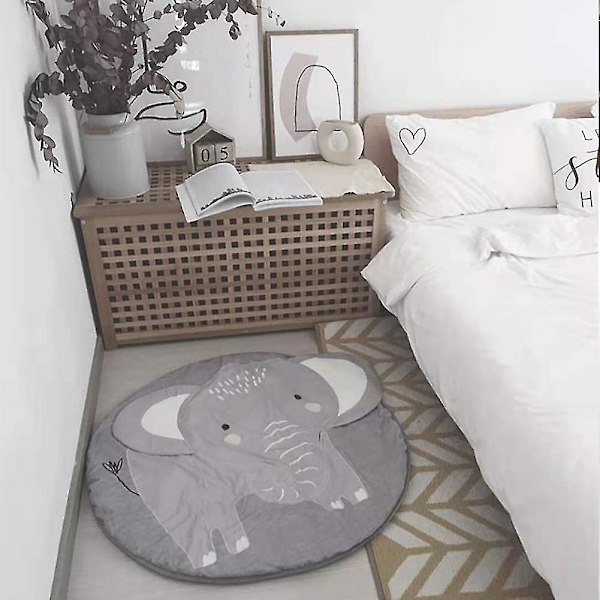 Vauvan ryömintämatto Leikkimatto Lapset Ryömintämatot Pyöreä Eläimet Lasten Matto Tytölle Pojalle 90x90cm (elefantti)